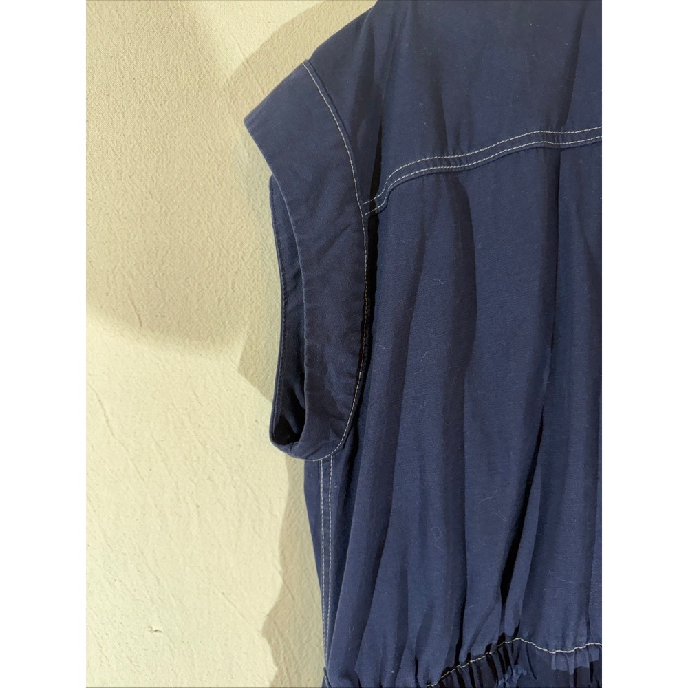 Free Assembly Shirt Dress Womens XL Navy Utility Midi Belted Cotton Lagenlook - Picture 6 of 8
